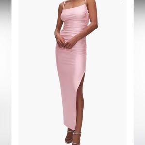 Satin pink bubble slipdress